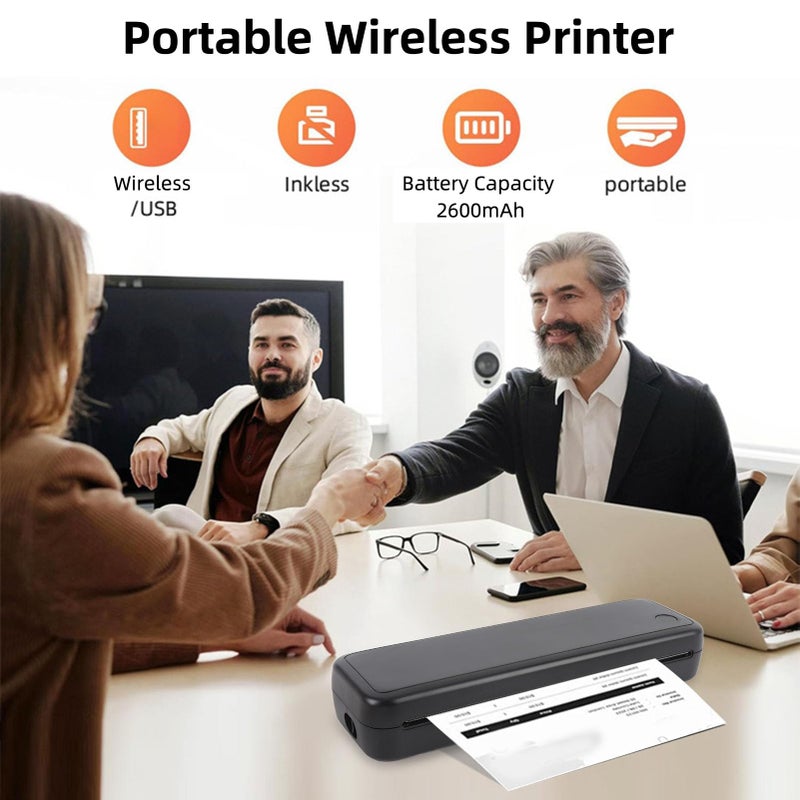 Inkless Portable A4 Travel Printer Wireless Bluetooth 2600mAh Rechargeable For iOS Android Windows - Image 3