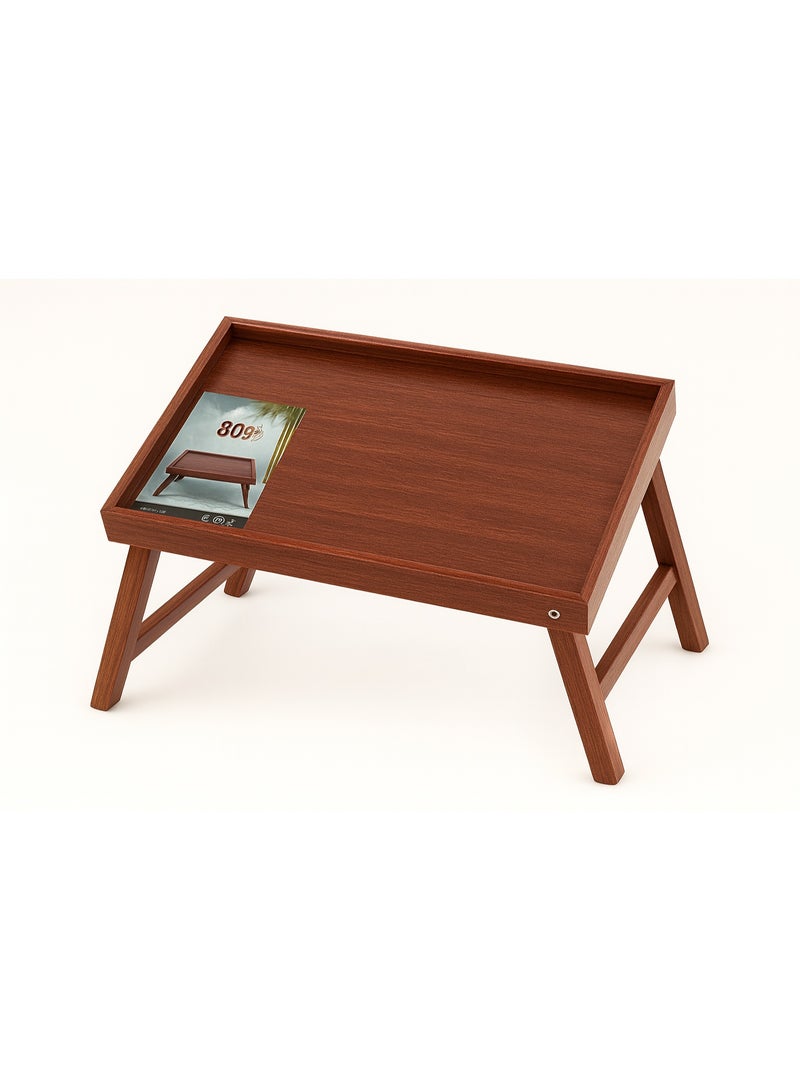 WOW Foldable Wooden Breakfast Tray Table – Reddish Brown - Image 1