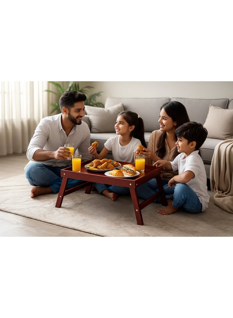 WOW Foldable Wooden Breakfast Tray Table – Reddish Brown - Image 2