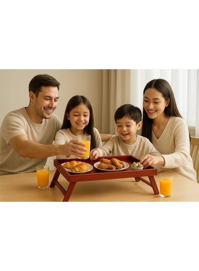 WOW Foldable Wooden Breakfast Tray Table – Reddish Brown - Image 3