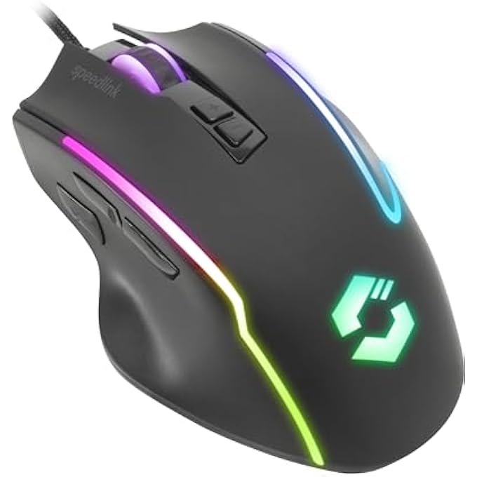 SPEEDLINK DECUS NX RGB GAMING MOUSE WITH CABLE, MULTICOLOURED RGB LIGHTING, CONTINUOUS FIRE BUTTON, UP TO 12800 DPI, 1000 HZ, PROGRAMMABLE, USB WIRED, COATED CABLE, BLACK - Image 3