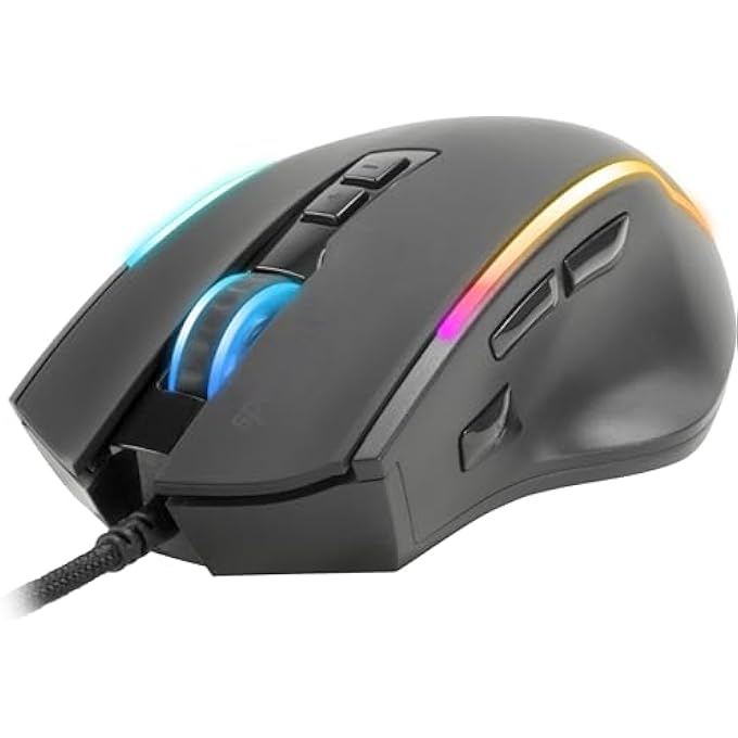 SPEEDLINK DECUS NX RGB GAMING MOUSE WITH CABLE, MULTICOLOURED RGB LIGHTING, CONTINUOUS FIRE BUTTON, UP TO 12800 DPI, 1000 HZ, PROGRAMMABLE, USB WIRED, COATED CABLE, BLACK - Image 2