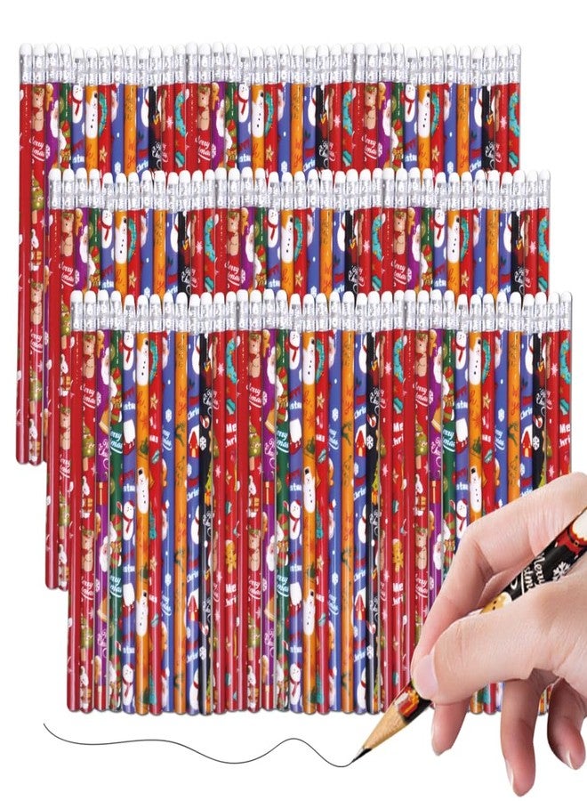 BAISDY 72pcs Christmas Pencils Xmas Wood Pencils with Eraser Includes Snowman Santa Claus Christmas Tree Snowflakes Office Party Favors Supplies, 12 Styles - Image 1