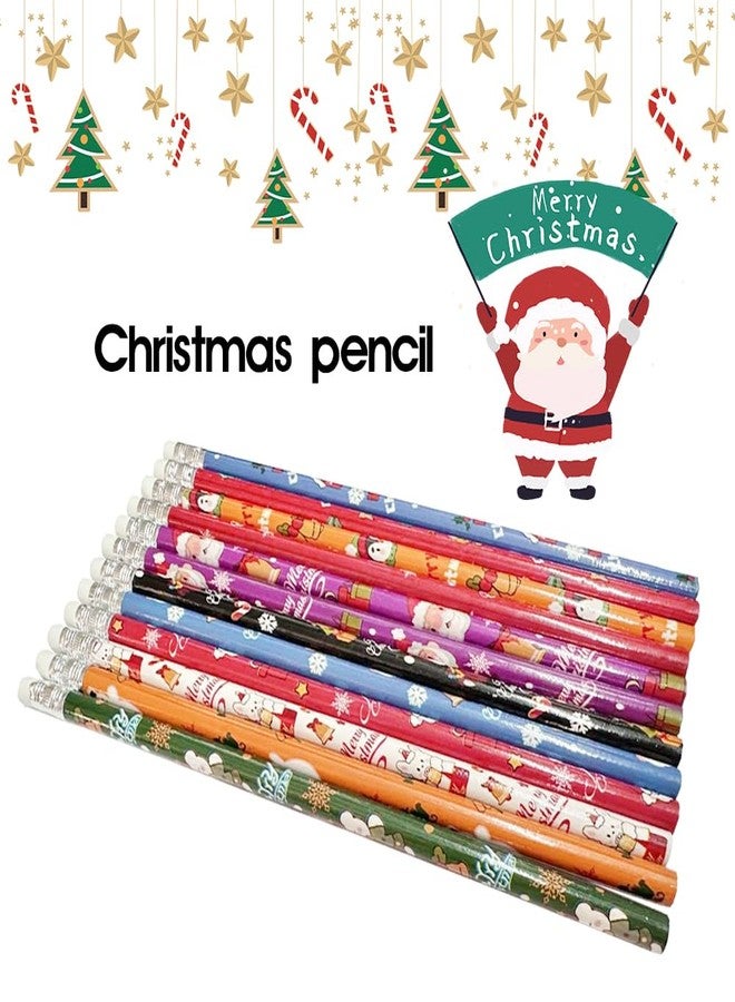 BAISDY 72pcs Christmas Pencils Xmas Wood Pencils with Eraser Includes Snowman Santa Claus Christmas Tree Snowflakes Office Party Favors Supplies, 12 Styles - Image 2