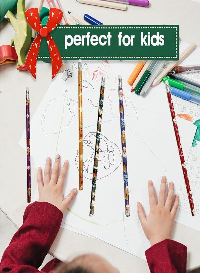 BAISDY 72pcs Christmas Pencils Xmas Wood Pencils with Eraser Includes Snowman Santa Claus Christmas Tree Snowflakes Office Party Favors Supplies, 12 Styles - Image 3