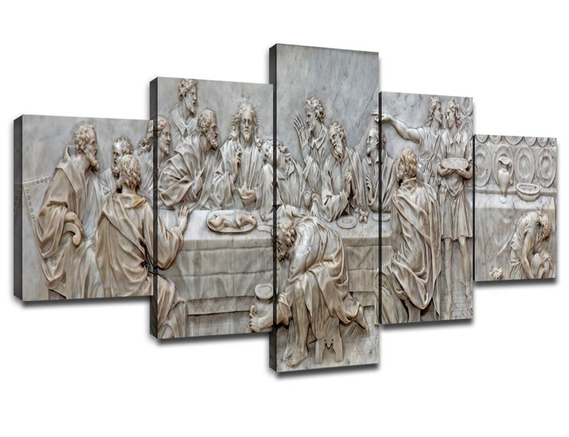 The Last Supper Wall Art Living Room Decor Canvas Paintings Dining Room Decoration Christ Picture Artwork Marble Jesus Prints Poster for Bedroom Ready to Hang60Wx32H