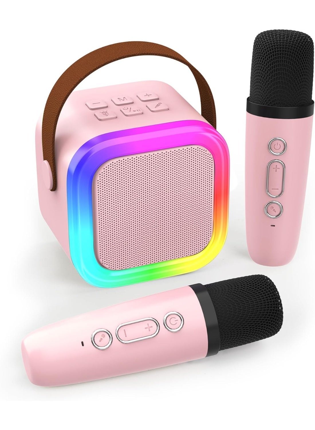 Mini Karaoke Machine with Bluetooth Speaker & 2 Wireless Microphones | Portable Kids Singing Toy with Voice Changer | Rechargeable Karaoke Set for Family & Party Fun