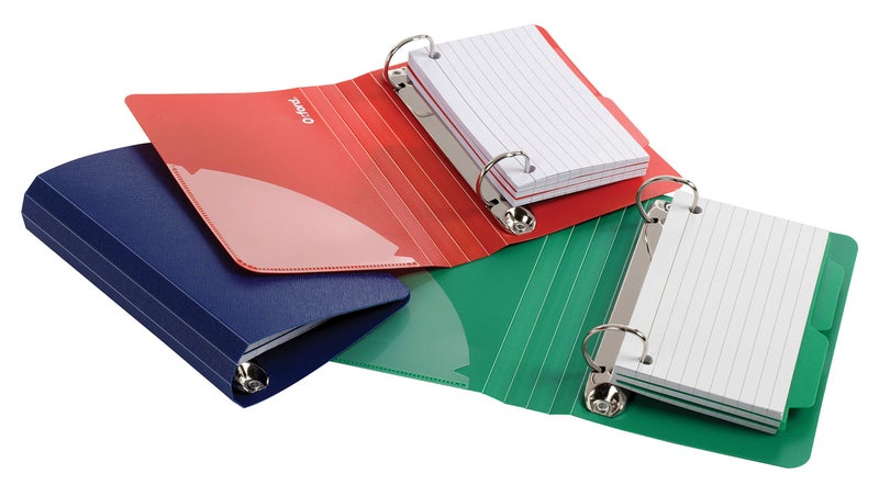 Oxford Index Card Binder with Dividers, 3" x 5", Color Will Vary, 50 Cards,1 Binder (73570),Assorted (Blue, Green, Red) - Image 1