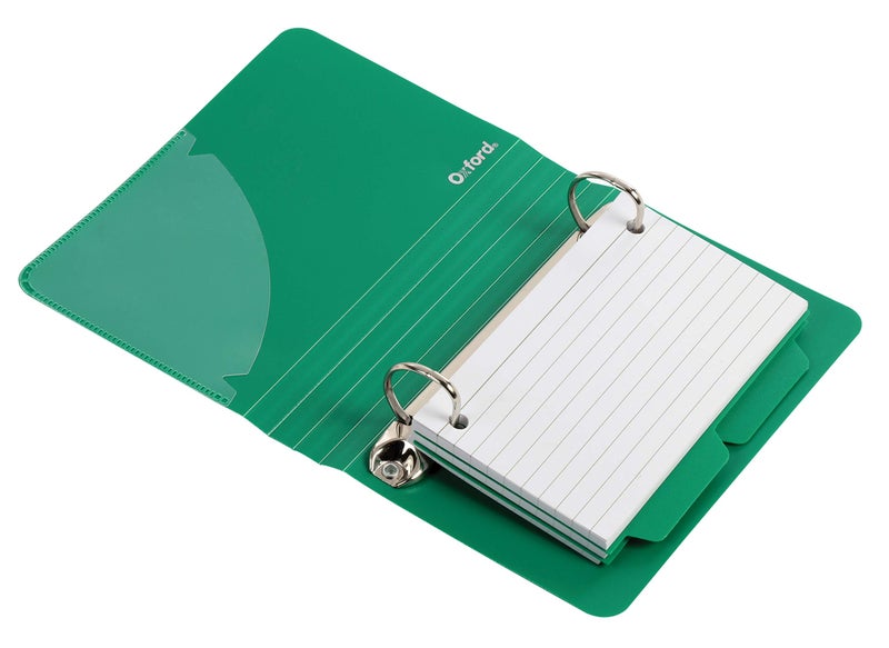 Oxford Index Card Binder with Dividers, 3" x 5", Color Will Vary, 50 Cards,1 Binder (73570),Assorted (Blue, Green, Red) - Image 3