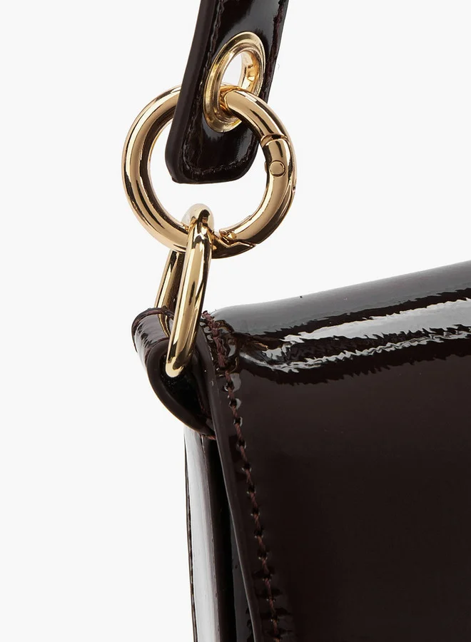 Flora Bella By Shoexpress Solid Shoulder Bag with Strap Handle and Flap Closure