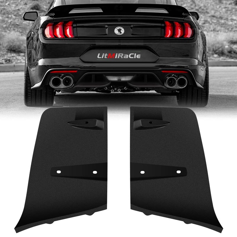 LitMiRaCle Rear Bumper Diffuser Valance Aero Foil Kit for 2018 2019 2020 2021 2022 2023 Ford Mustang GT Accessories Black2PCS