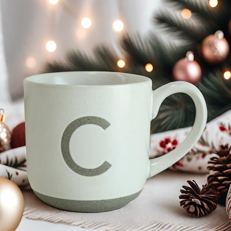 COLLECTIVE HOME  Ceramic Mug Uppercase Letter Design Matte Sandstone Texture Minimalist and Stylish 15oz Perfect for Personalized Gifts C - Image 5
