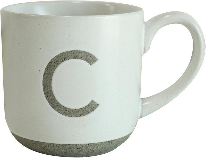 COLLECTIVE HOME  Ceramic Mug Uppercase Letter Design Matte Sandstone Texture Minimalist and Stylish 15oz Perfect for Personalized Gifts C - Image 1