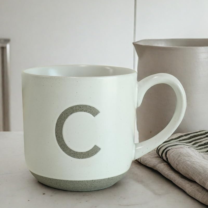 COLLECTIVE HOME  Ceramic Mug Uppercase Letter Design Matte Sandstone Texture Minimalist and Stylish 15oz Perfect for Personalized Gifts C - Image 3