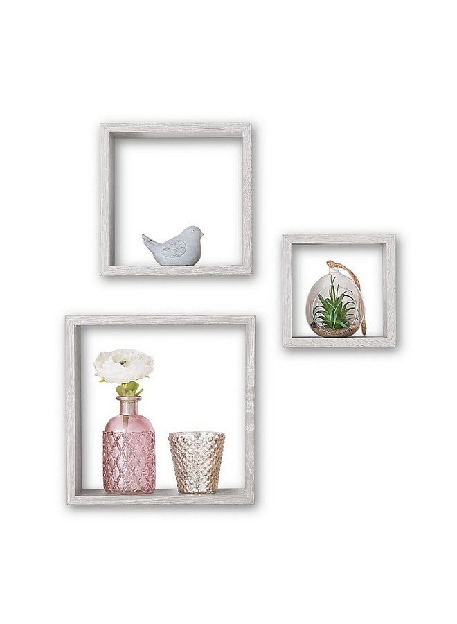 Five Simply Smart 3-Piece Fixy Floating Cube Wall Shelf Set Grey Oak 25 x 9 x 25 cm 138956D - Image 3