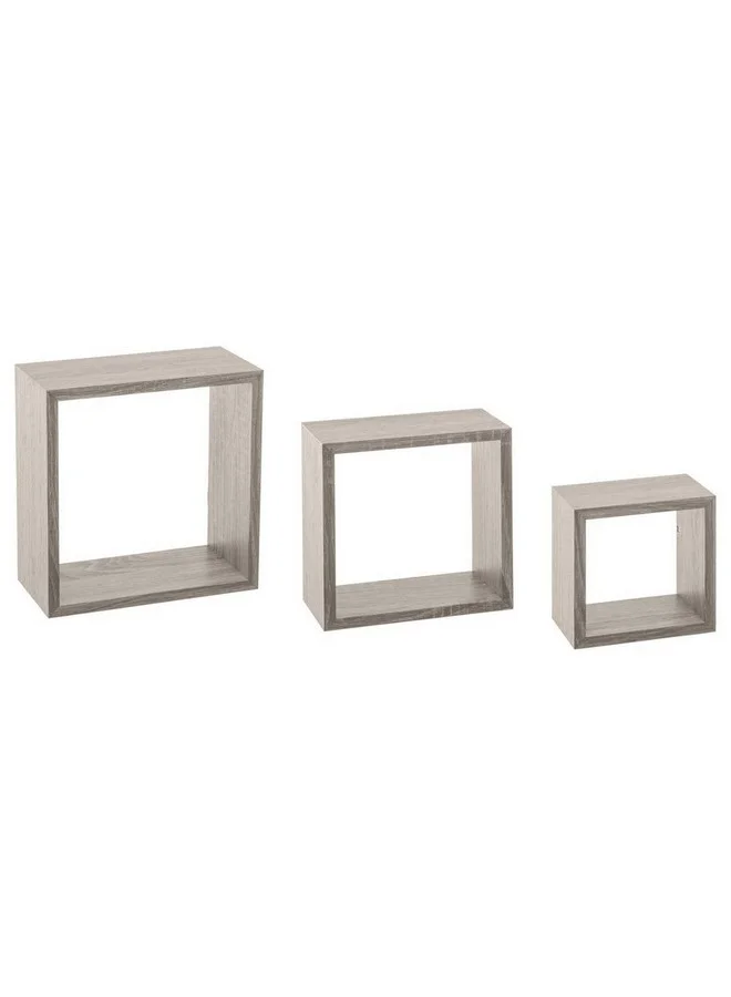 Five Simply Smart 3-Piece Fixy Floating Cube Wall Shelf Set Grey Oak 25 x 9 x 25 cm 138956D