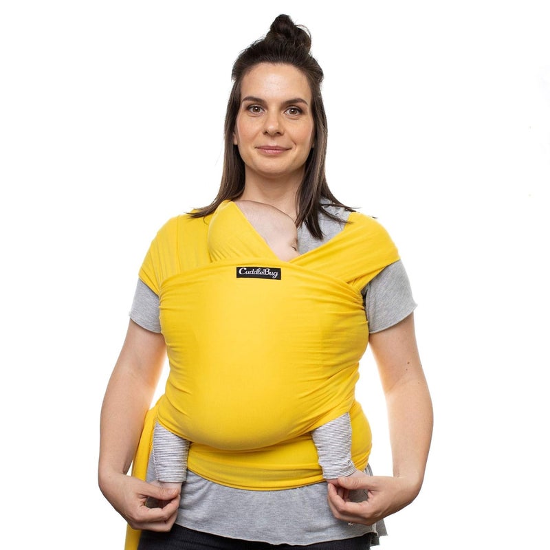Cuddle Bug Cuddlebug Hands-Free Baby Carrier - Soft & Stretchy Wrap for Newborn to Toddler 7-35 lbs - One-Size-Fits-All Hip-Healthy Holder (Yellow) - Image 1