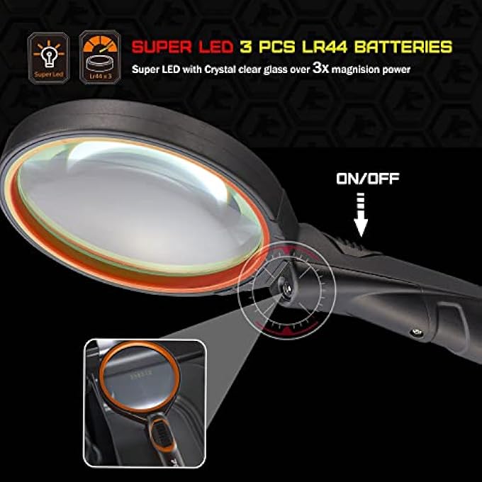 707 MAGNIFYING GLASS WITH LED (ORANGE) - Image 2
