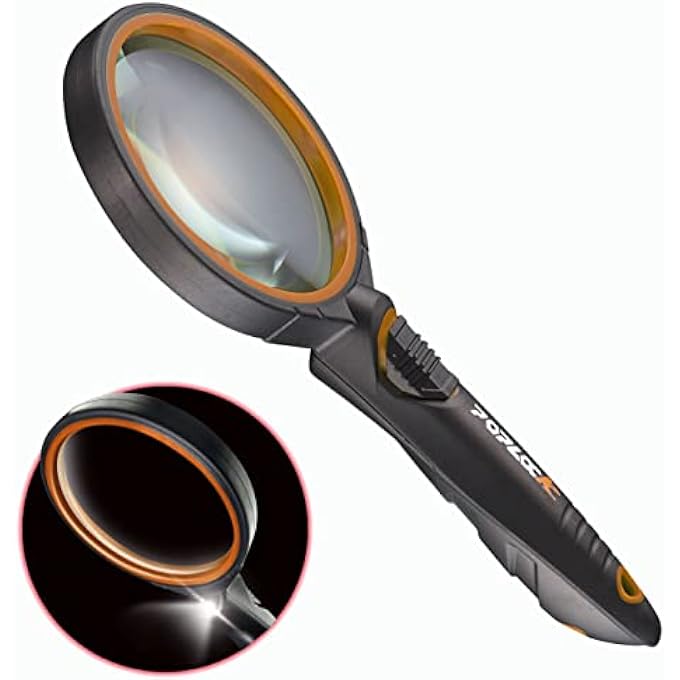 707 MAGNIFYING GLASS WITH LED (ORANGE) - Image 1