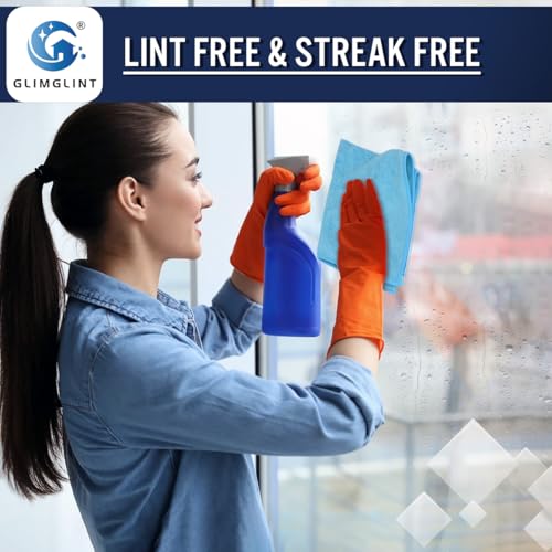 GLIMGLINT Blue Microfiber Cleaning Cloth,12PK Reusable Cleaning Rags, Highly Absorbent Shop Rags Bulk, All-Purpose Car Cleaning Towels for TV Screen, Kitchen, Bathroom, Restaurant Garage, 14"X12" - Image 5