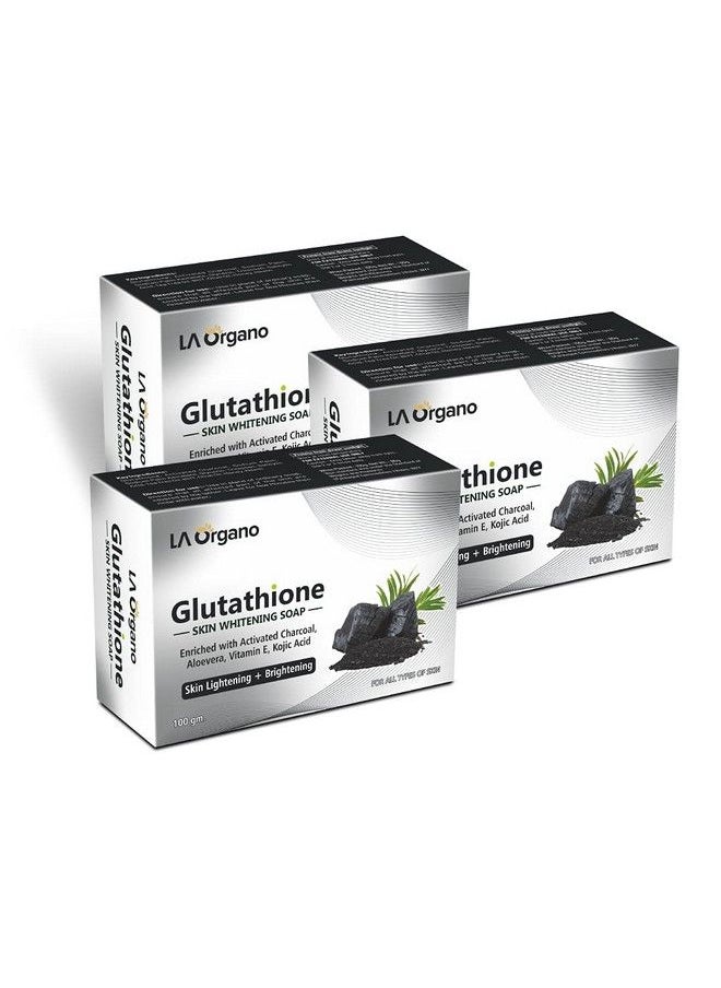 LA Organo Glutathione Activated Charcoal Skin Whitening Soap For All Skin Type (100Gm) Pack Of 3  - Image 2
