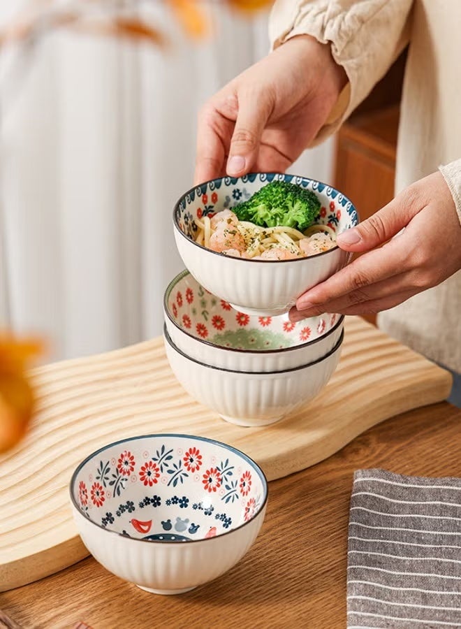 6-piece bowl Ceramic circular bowl， Bowl for rice, soup, cereal, salad, noodles ，dishwasherSafe ，stackable，4.5 inches 11.3cm*6cm - Image 3