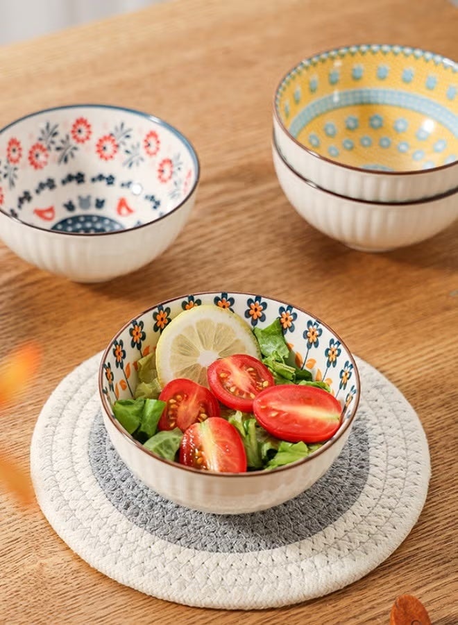 6-piece bowl Ceramic circular bowl， Bowl for rice, soup, cereal, salad, noodles ，dishwasherSafe ，stackable，4.5 inches 11.3cm*6cm - Image 5