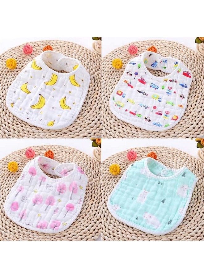 BabyGo Muslin Pure Cotton Cartoon Print 8 Layer Baby Bibs Set Of 2 (Multicolor) - Image 5