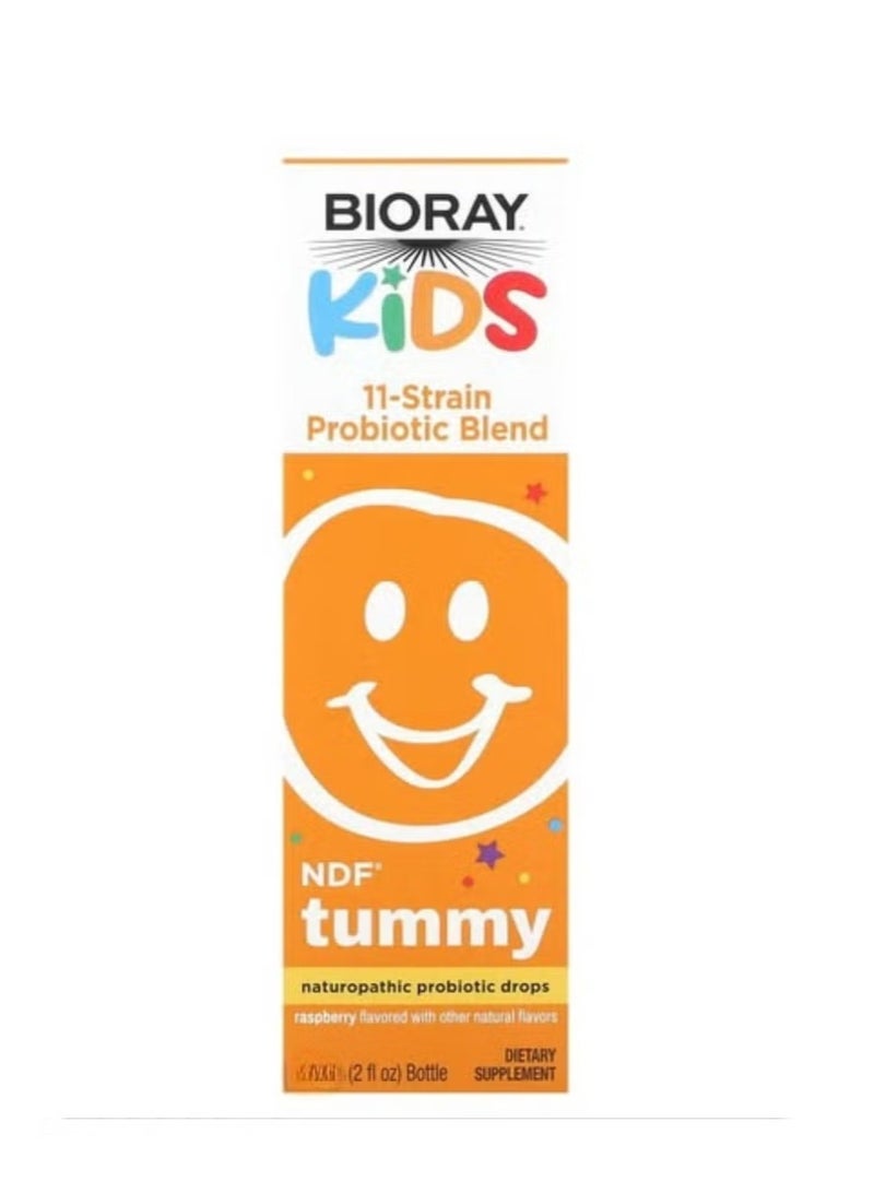 BIORAY Kids, NDF® Tummy, 11-Strain Probiotic Blend, Raspberry, 4 fl oz (118 ml) - Image 3