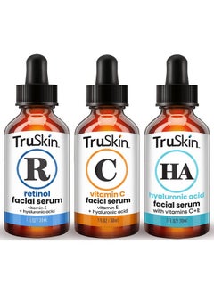 Truskin Face Serum Trio Hyaluronic Acid Vitamin C & Retinol Serum For Face Anti Aging Skin Care Set For Women Skin Care For Bright Smooth Firm & Hydrated Skin 1 Fl Oz 3 Bottles