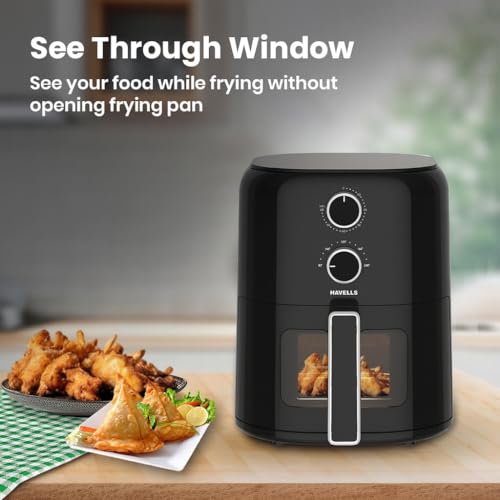 Havells Prolife VISTA Air Fryer 4.2 L | Aero Crisp Technology for Air Circulation | See Through Window | Non-Stick Silicon Coated Basket |Auto Shut-Off | Adjustable Temperature and Time (Black) - Image 4