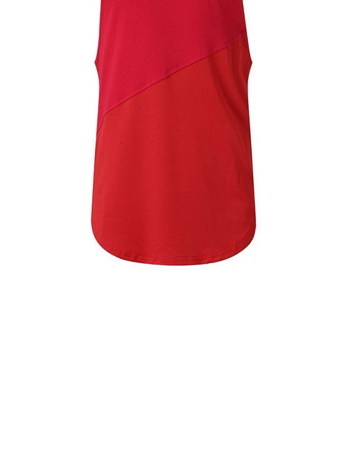 Loquat Hooded Long Loose Sleeveless T-Shirt Red  - Image 3