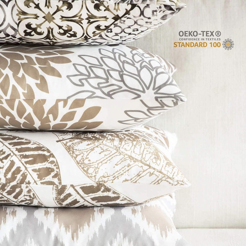 Phantoscope Set of 4 New Living Series Leaf Geometric Throw Decorative Pillow Cover Cushion Cover, Coffee, 22 x 22 inches, 55 x 55 cm - Image 5