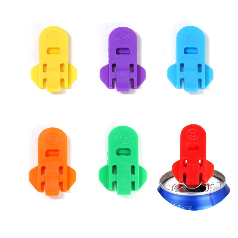 Manual Easy Can Opener 6 Pack Colorful Soda Beer Can Opener  Beverage Can Cover Protector Premium Plastic Shields Can Openers for Pop Coke Beer Soda Drink Aluminum Beverage