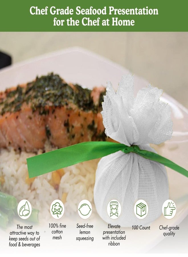 Regency Wraps Lemon Wraps Lemon Covers, White with Green Ribbon, 100 Count Wedge Bags, For Seed-Free Squeezing Over Seafood, Works for Lemon Halves or Wedges - Image 2