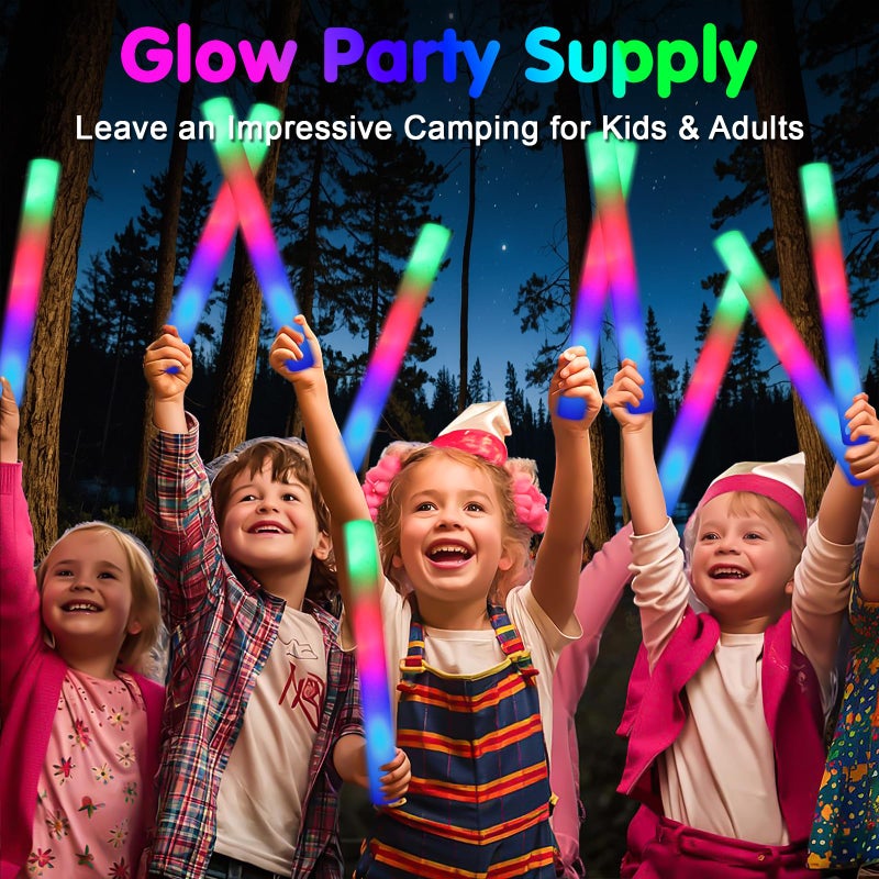 wellent 112 PCS Foam Glow Sticks, Foam Light Up Sticks Party Supplies with 3 Mode Colorful Flashing, Glow Sticks Bulk Party Pack, Led Foam Sticks for Birthday, Wedding, New Year, Carnival, Concert - Image 2