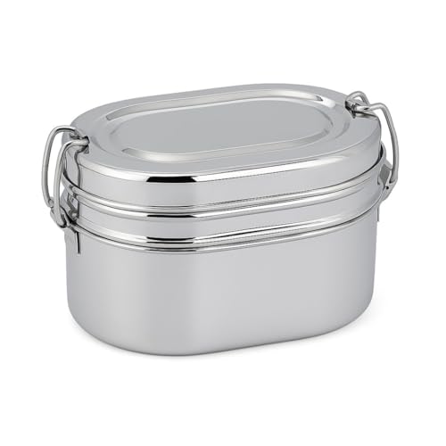GALOOF Stainless Steel 2 Container Lunchbox for School and Office | Double Layer Sada Tiffin Box for Professional | Not Leakproof - Image 2