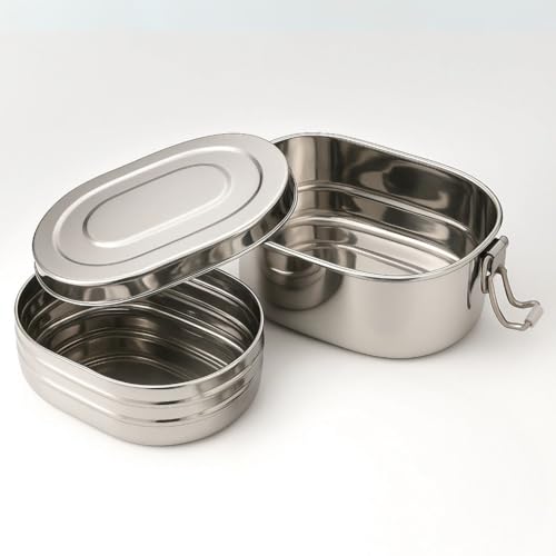 GALOOF Stainless Steel 2 Container Lunchbox for School and Office | Double Layer Sada Tiffin Box for Professional | Not Leakproof - Image 1
