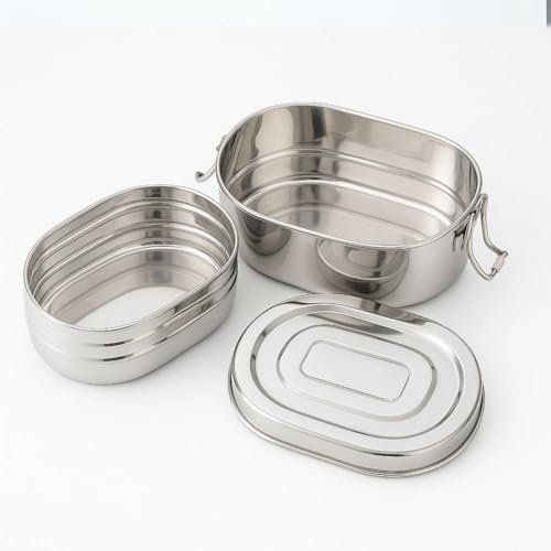 GALOOF Stainless Steel 2 Container Lunchbox for School and Office | Double Layer Sada Tiffin Box for Professional | Not Leakproof - Image 3