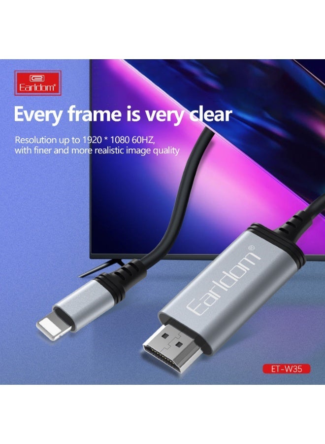 Earldom Portable HDMI Converter Cable W35 - 2K 2M Lightning-to-HDMI - Image 3