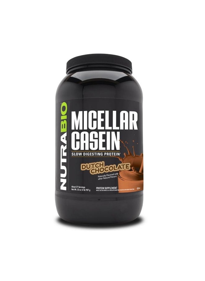 NutraBio NutraBio Micellar Casein Protein Powder, 2 lbs, Dutch Chocolate  - Image 1