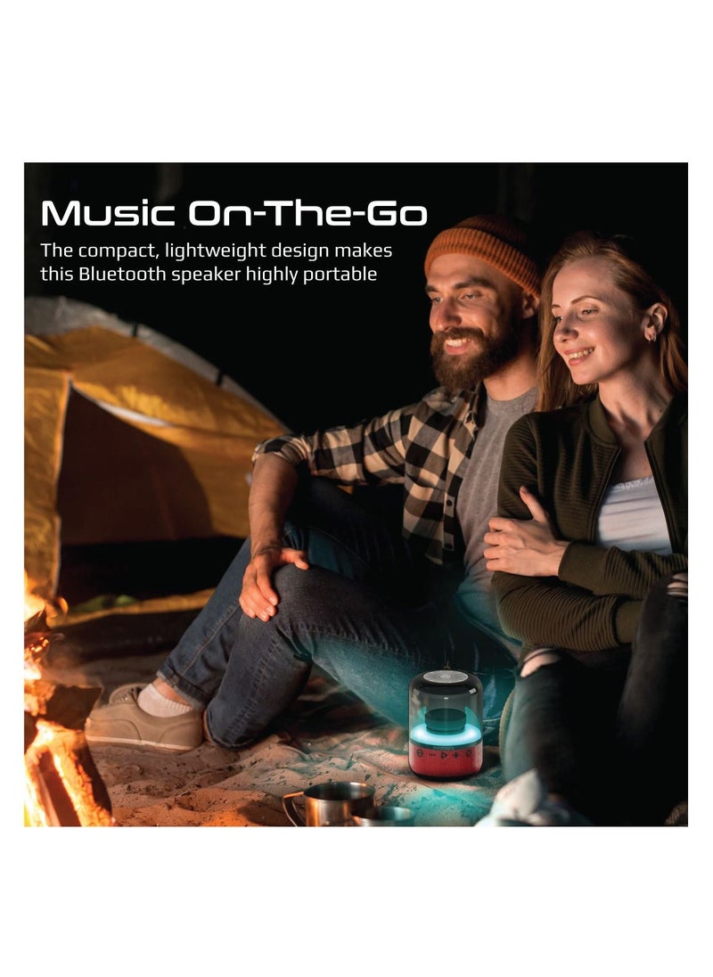 PROMATE - Promate Bluetooth Speaker with TWS, 360 HD Surround Sound, LED Show and Multiple Connectivity Options, Glitz Red - Image 1