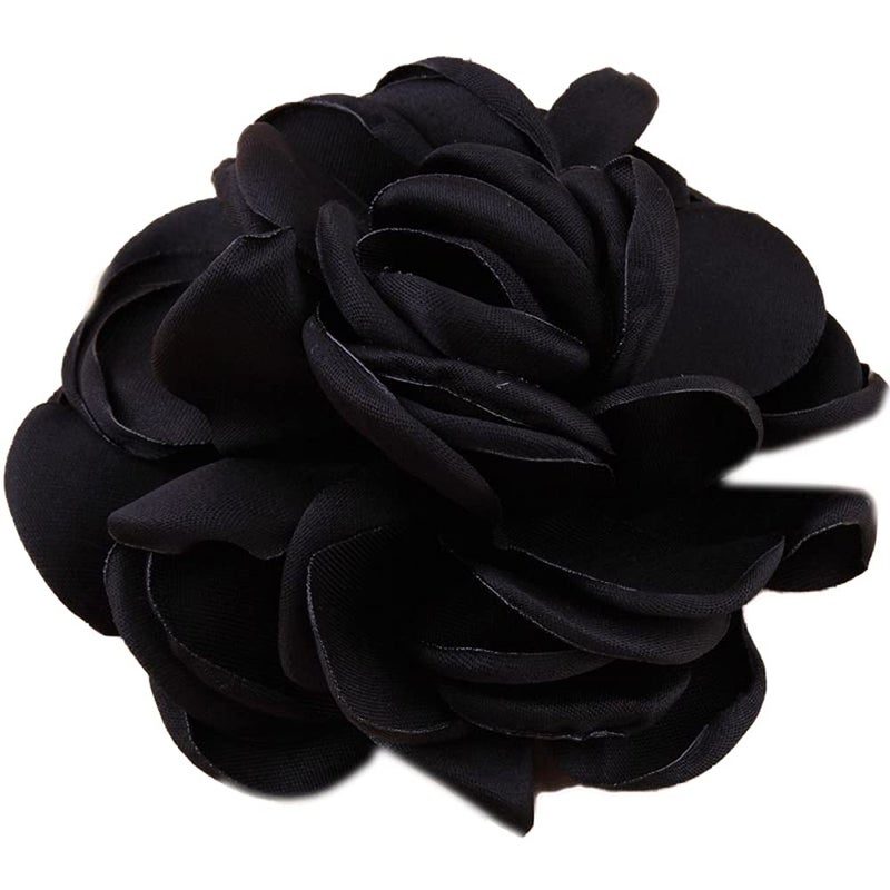 Huralona Huralona 10pcs Satin Ribbon Flowers for Crafts Bow Wedding Dec Vintage Fabric Flower Artificial Roses for Headpiece Appliques Ornament Black 