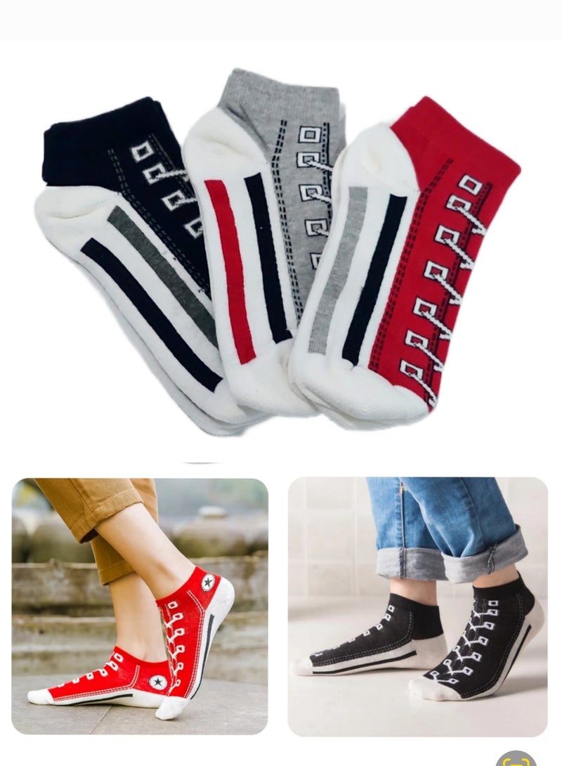 Set of three pairs of cotton kids shoes socks - Image 1
