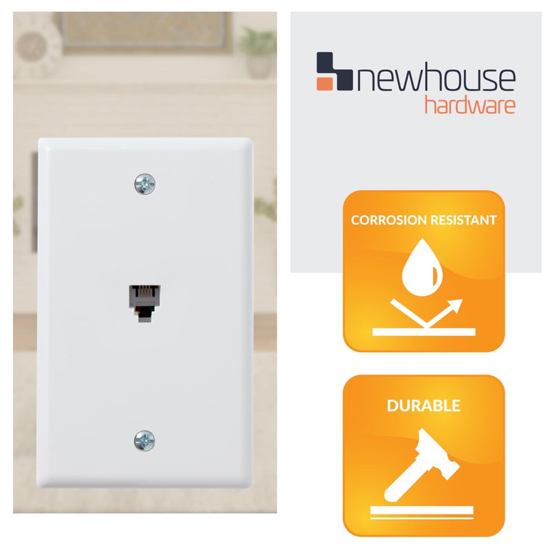 Newhouse Hardware White Surface Phone Jack Plate, 1-Pack - Image 3