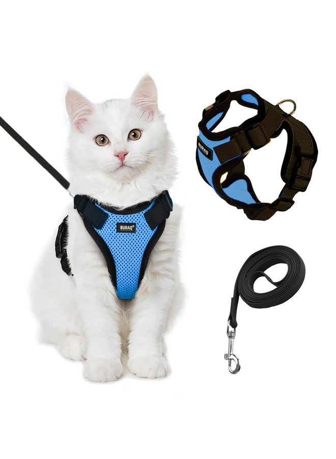 Buraq Cat Harness Wth Leash for Walking | Escape Proof | Air Mesh Fabric | Soft Vest Harness | Easy Control | Adjustable & Durable | for Medium & Large Cats (S, Blue) - Image 1