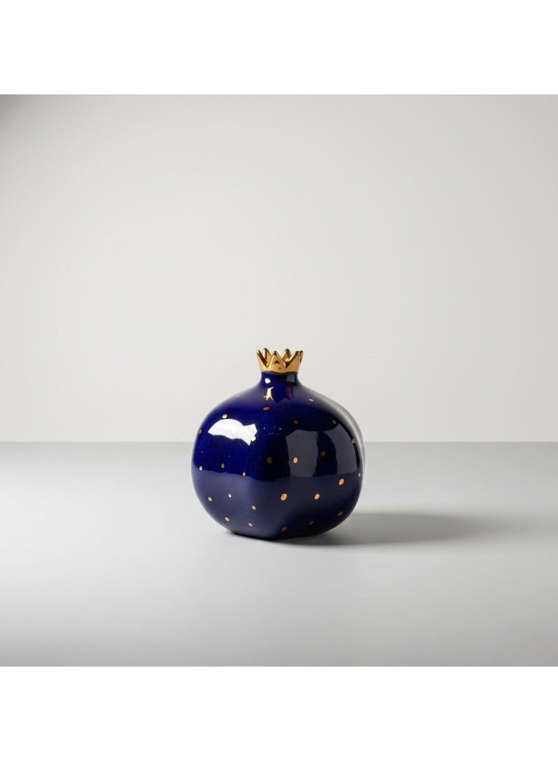 Tohfa Luxe Pomegranate Ceramic Vase – Majestic Blue | Hand-Painted Gold Detailing | 13 × 12 cm | Decorative Vase or Centerpiece - Image 2