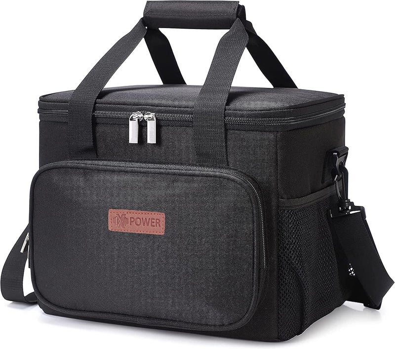 Insulated Lunch Bag, Size 30x23x23cm (15L), Leakproof insulated Lunch Box with Shoulder Strap, Warm/Cold Food Bag, Lunch Bag for Men Women School Office Work Travel Outdoor Picnic (Black) - Image 1