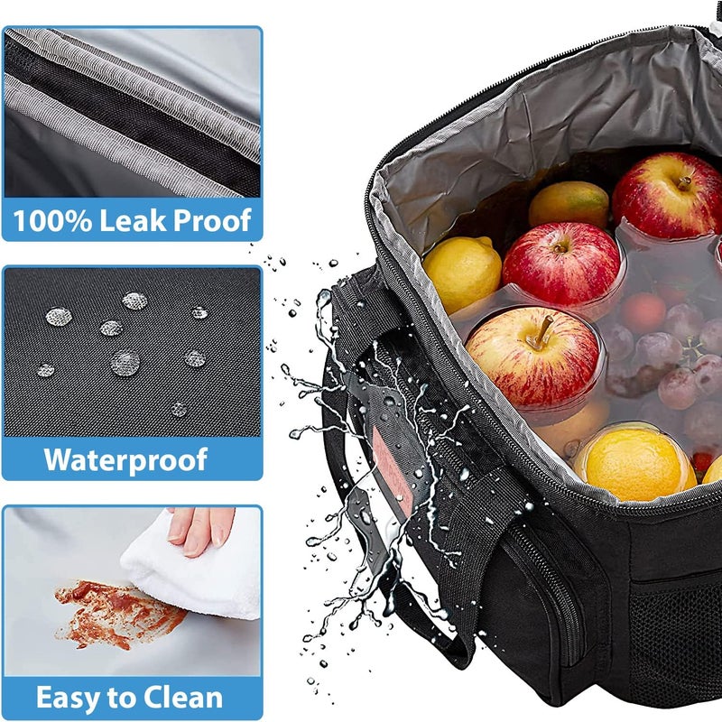 Insulated Lunch Bag, Size 30x23x23cm (15L), Leakproof insulated Lunch Box with Shoulder Strap, Warm/Cold Food Bag, Lunch Bag for Men Women School Office Work Travel Outdoor Picnic (Black) - Image 4