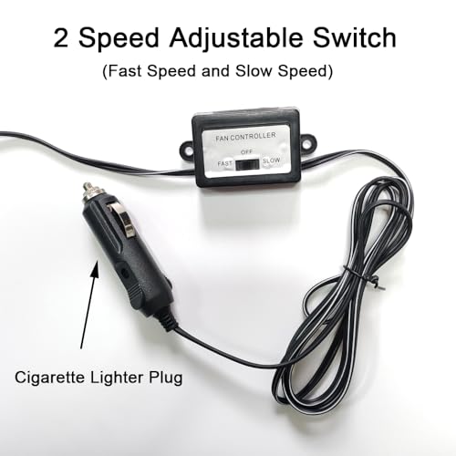 CYDZSW Car 12v Clip Fan,12 Volt DC 8 inch Large 360° Adjustment Metal Fans with Cigarette Lighter,90° Rotation Oscillating Clamp on Cooling Fan for Golf Cart,RV and Vehicles (8inch) - Image 3
